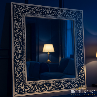 Ornate Decorative Wall Mirror with Floral Pattern Frame | Luxury Handmade Mirror