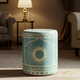 Moroccan Style Blue Patterned Ottoman Stool | Luxury Handmade Stool