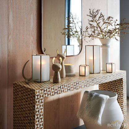 Teak Wood Console Table Intarsia 50" Rectangular Mosaic | Luxury Handmade Console