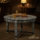 Handcrafted Inlaid Bone and Wood Round Coffee Table | Luxury Handmade Coffee Table
