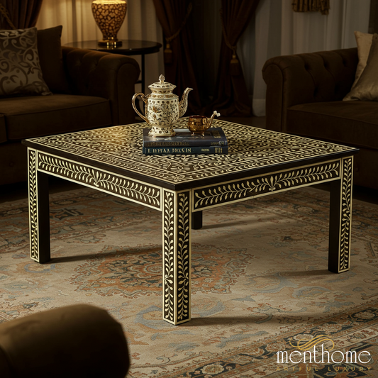 Handcrafted Inlaid Bone Coffee Table | Luxury Handmade Coffee Table