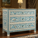 Hand-Painted Blue Floral Three-Drawer Chest | Luxury Handmade Chest of Drawer