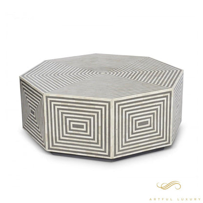 Luxury Bone Inlay Hexagonal Coffee Table | Luxury Handmade Coffee Table