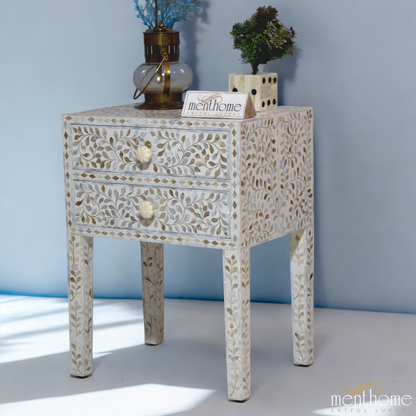 Mother of Pearl Inlay Bedside Table | Luxury Handmade Bedside Table