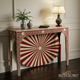 Vintage Red and Cream Sunburst Console Table | Luxury Handmade Console