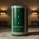Elegant Round Green Chest with Classical Greek Key Design | Luxury Handmade Chest of Drawer