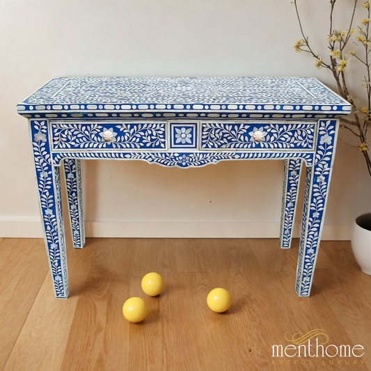 Bone Inlay desk | Handmade table | Designer Leg | Two Drawer | Luxury Handmade Desk