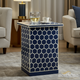 Navy Blue Honeycomb Pattern Accent Side Table | Luxury Handmade Side Table