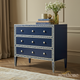 Navy Blue Three-Drawer Chest with Greek Key Detailing | Luxury Handmade Chest of Drawer