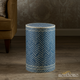 Navy and Gold Herringbone Ceramic Stool | Luxury Handmade Side Table
