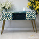Moroccan Pattern 2-drawer Turquoise Resin Desk | Luxury Handmade Desk