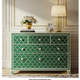 Handcrafted Green Bone Inlay Dresser Chest | Luxury Handmade Dresser