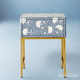 Flower Pattern Bedside Table with Metal Base | Luxury Handmade Bedside Table