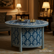 Handcrafted Blue Floral Round Coffee Table | Luxury Handmade Coffee Table