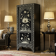 Handcrafted Black Floral Inlay Wooden Cabinet | Luxury Handmade Tallboy