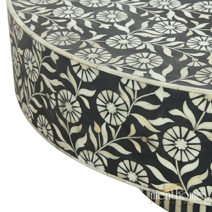Bone Inlay Oval Coffee Table Wooden Pattern Furniture | Luxury Handmade Coffee Table