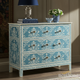 Blue Floral Pattern Three-Drawer Chest | Luxury Handmade Dresser