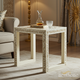 Elegant White and Gold Inlay Side Table | Luxury Handmade Side Table