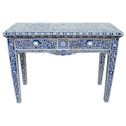 Blue Bone Inlay Two Drawer Desk