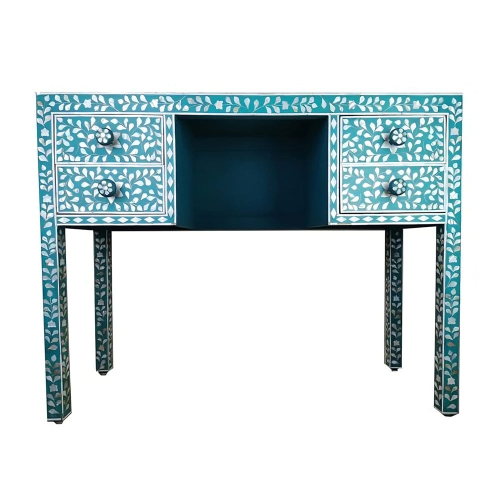 4 Drawer Dressing Table Teal Mother of Pearl