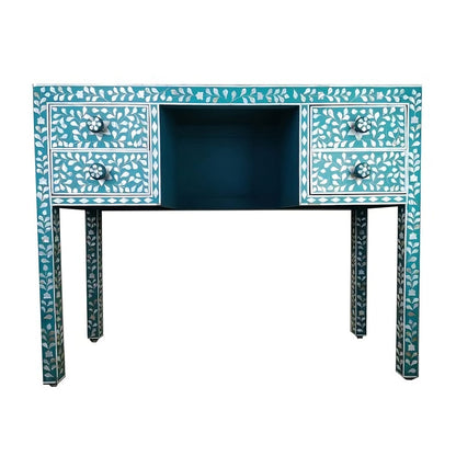 4 Drawer Dressing Table Teal Mother of Pearl