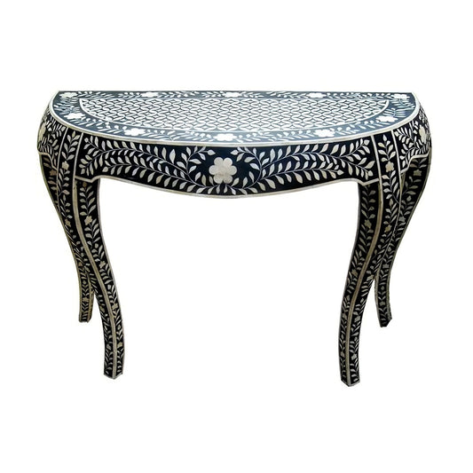 Semi Circular Console Table Bone Inlay Handmade