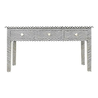 3 Drawer Desk zig- zag Pattern Bone Inlay