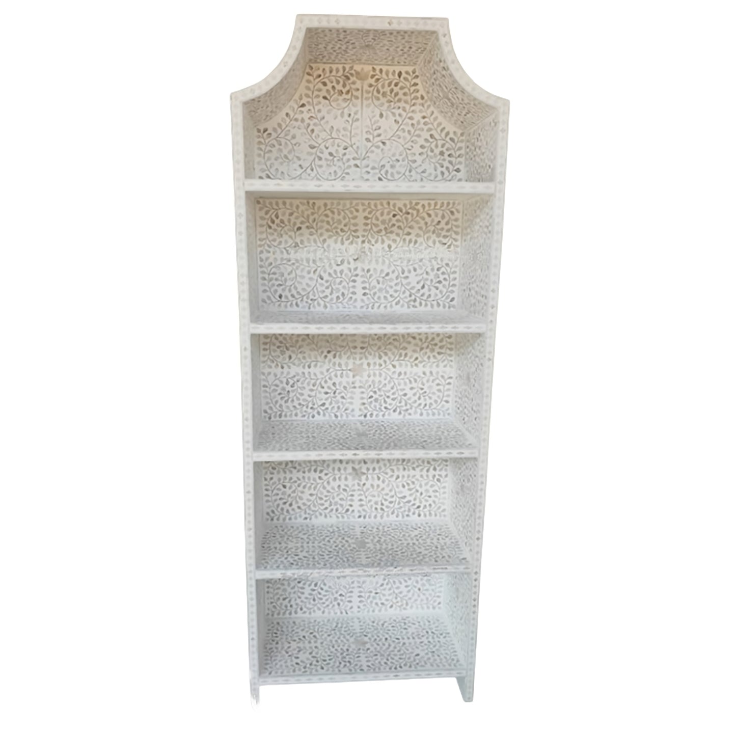 Mother of Pearl Inlay Book Shelf White