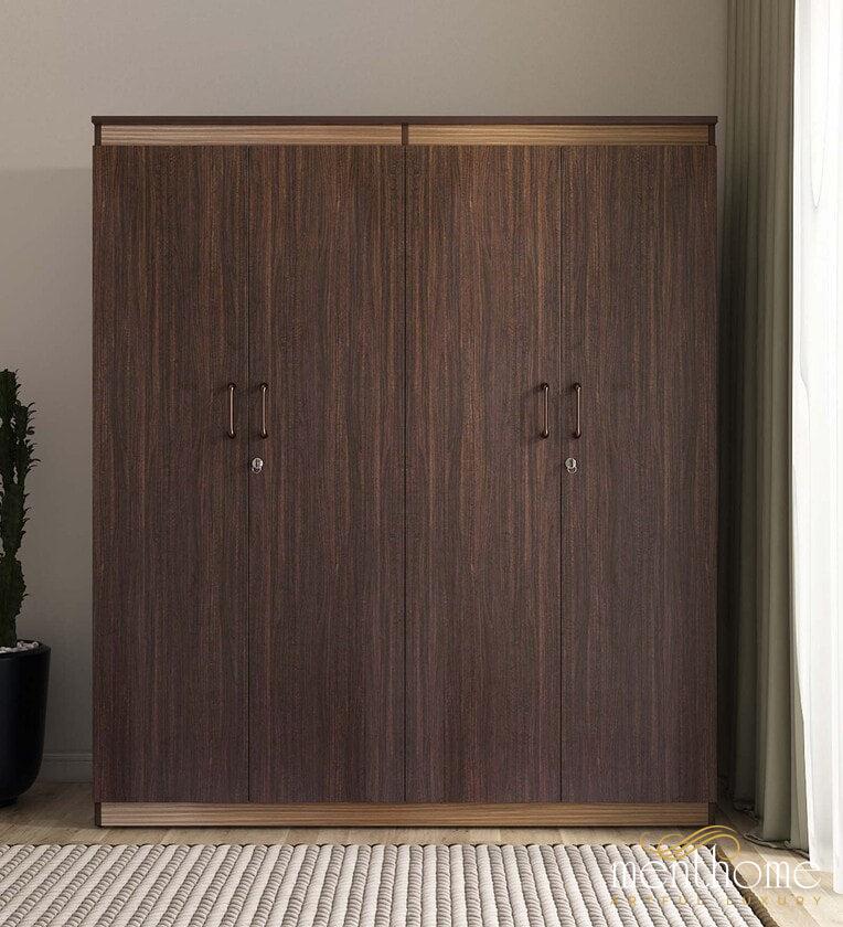 Coral 4 Door Wardrobe in Choco Walnut Finish | Luxury Handmade Wardrobe