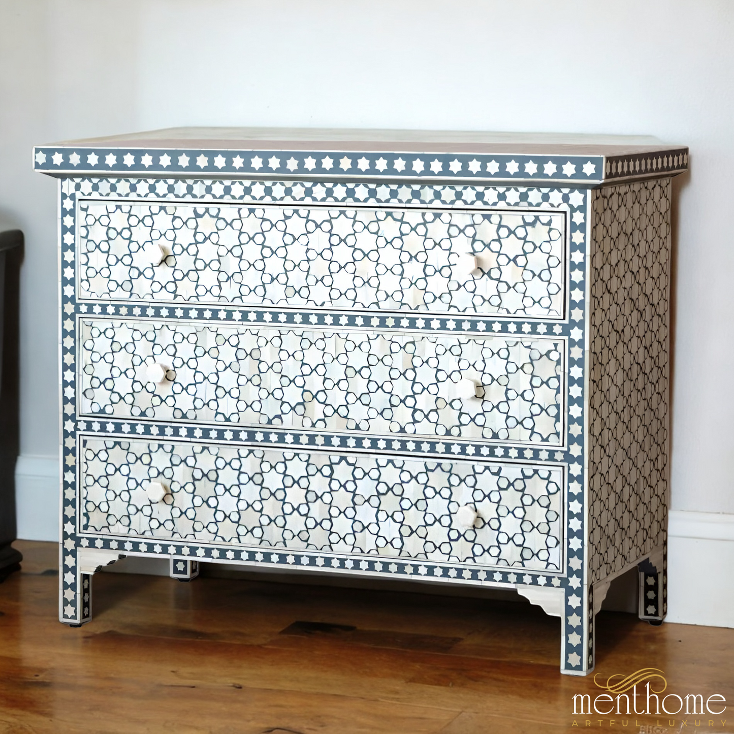 Star pattern Dressers Bone Inlay | Antique Design | Luxury Handmade Dresser