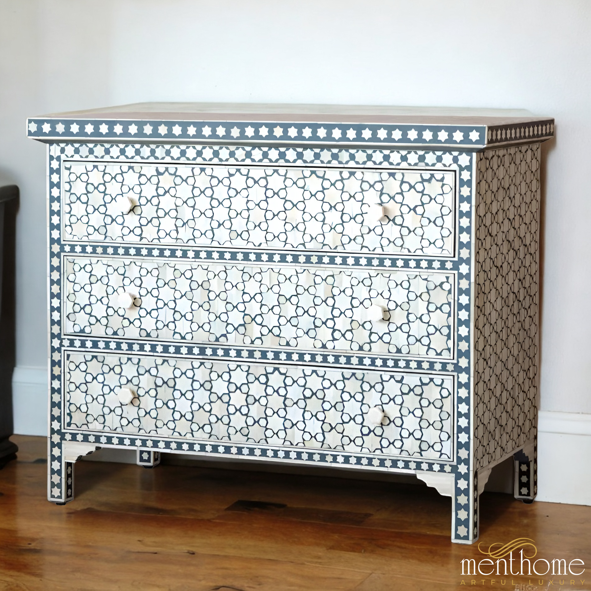 Star pattern Dressers Bone Inlay | Antique Design | Luxury Handmade Dresser
