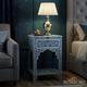 Handcrafted Blue and White Inlay Bedside Table | Luxury Handmade Bedside Table
