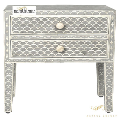 Bone Inlay Wood Bedside Table Design Bedside Handmade Bone Inlay Wooden Modern Floral Pattern Side table Furniture Handmade Wooden Table | Luxury Handmade Bedside Table