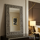 Ornate Black and White Floral Pattern Wall Mirror | Luxury Handmade Mirror