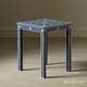 Navy Blue Floral Inlay Side Table | Luxury Handmade Side Table