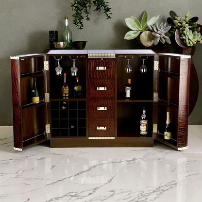 Bar Cabinet Brown Leather