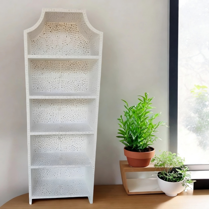 Mother of Pearl Inlay Book Shelf White
