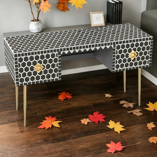 Bone Inlay Optical Desk Handmade Wooden Furniture