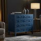 Blue Wooden 4-Drawer Chest with Gold Accents | Luxury Handmade Chest of Drawer