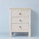 Grey 3 Drawer Bedside Table Floral Pattern