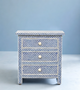 Bone Inlay Fishscale Bedside Table Blue