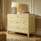Elegant Floral Hand-Painted Three-Drawer Dresser | Luxury Handmade Chest of Drawer