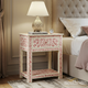 Hand-Painted Floral Nightstand with Drawer and Shelf | Luxury Handmade Bedside Table