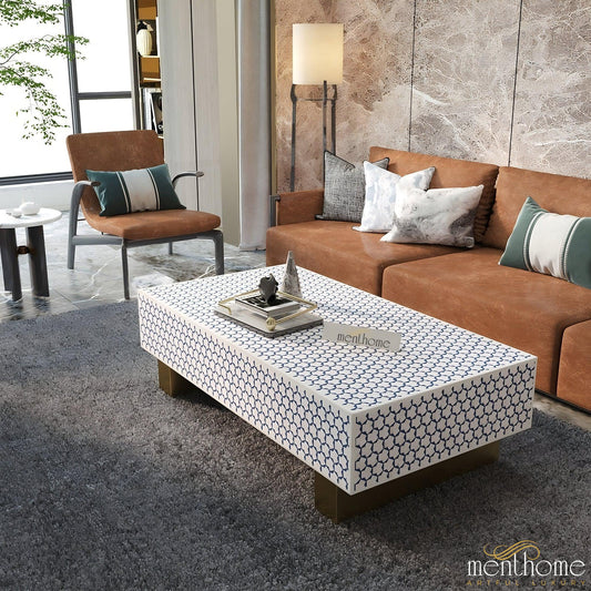 Modern Furniture Tarqua Coffee Table Bone Inlay | Luxury Handmade Coffee Table