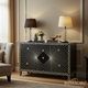 Black and White Geometric Patterned Chest with Brass Accents | Luxury Handmade Dresser