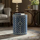 Blue Geometric Ceramic Side Table | Luxury Handmade Stool