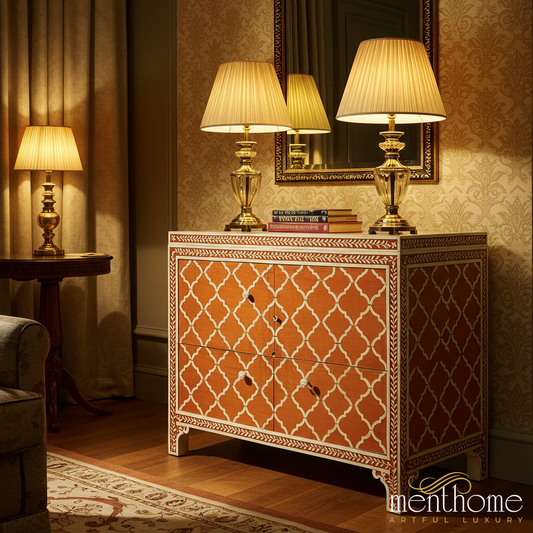 Elegant Patterned Wooden Chest of Drawers | Luxury Handmade Dresser