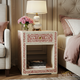 Elegant Floral Inlaid Bedside Table with Drawer | Luxury Handmade Bedside Table