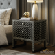 Black and White Geometric Patterned Nightstand | Luxury Handmade Bedside Table