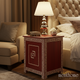Elegant Red Wood Side Table with Greek Key Design | Luxury Handmade Bedside Table